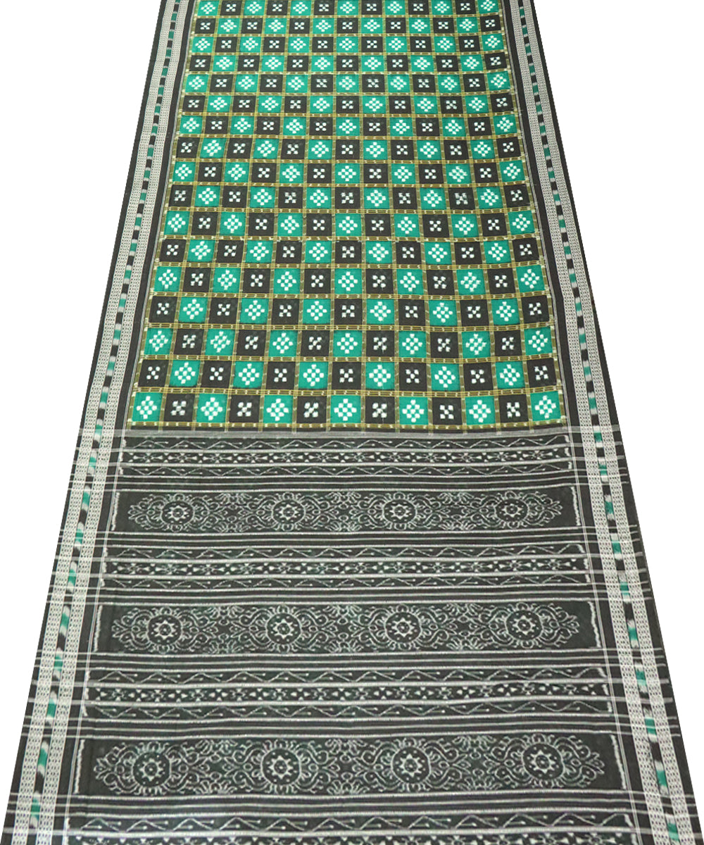 Cadmium green black cotton handloom sambalpuri saree