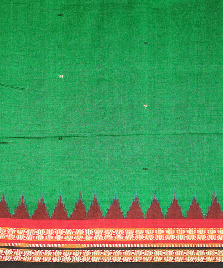 Dark green black cotton silk handloom bomkai saree