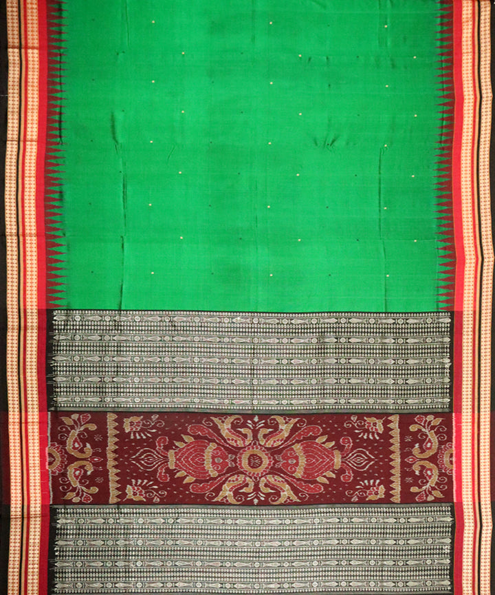 Dark green black cotton silk handloom bomkai saree