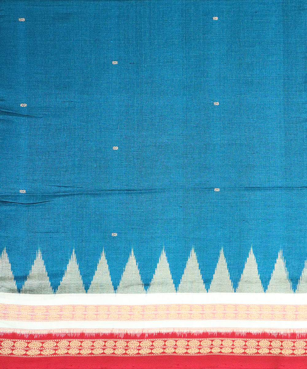 Sky blue black cotton silk handloom bomkai saree