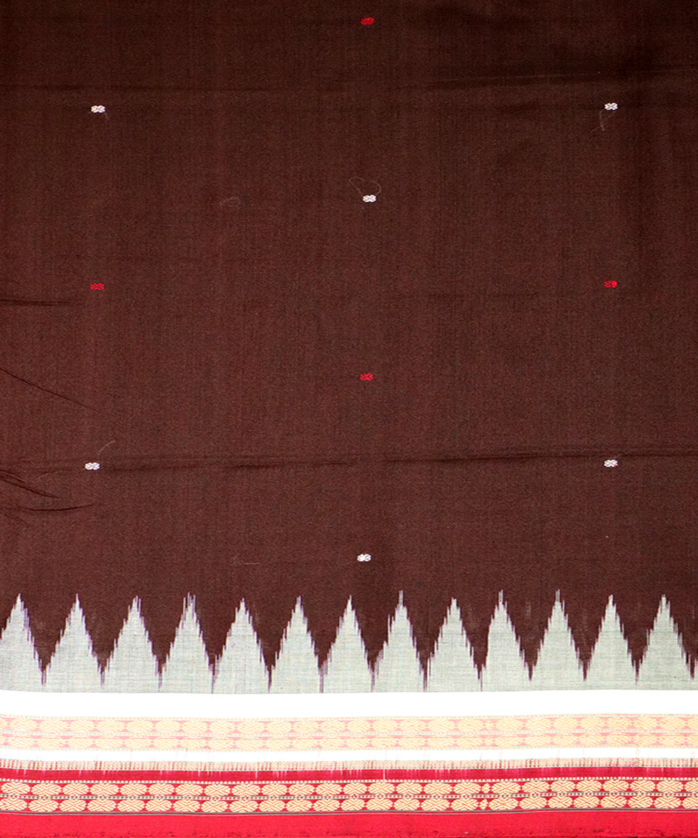 Caput mortuum red cotton silk handloom bomkai saree