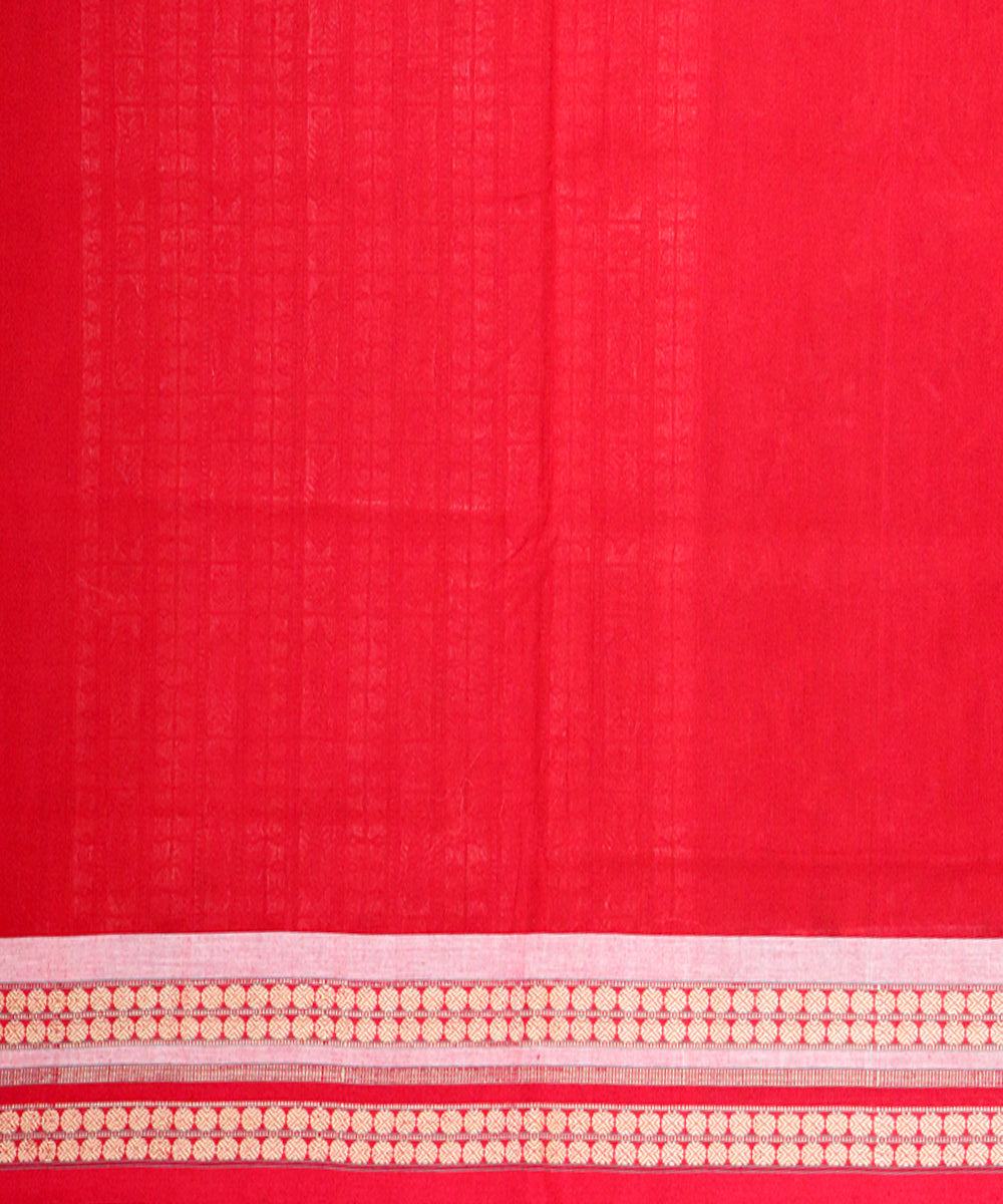 Caput mortuum red cotton silk handloom bomkai saree