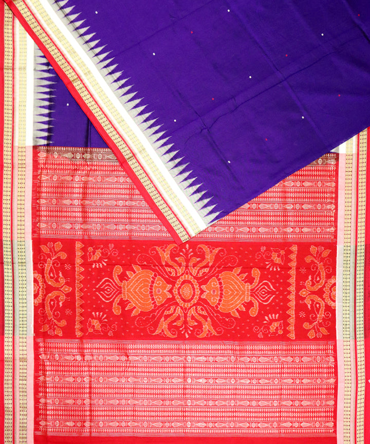 Cyber grape red cotton silk handloom bomkai saree