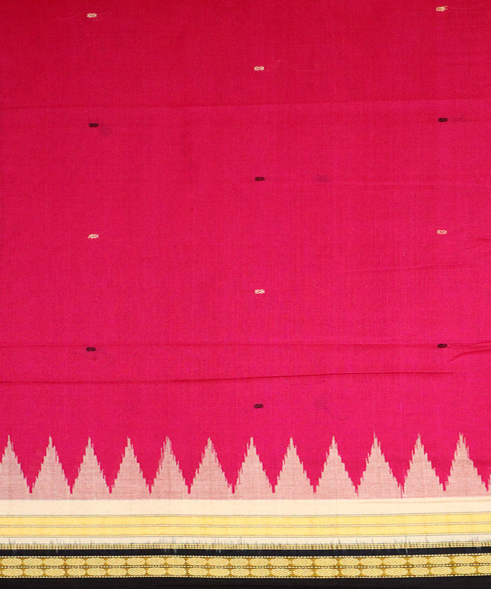 Pink black cotton silk handloom bomkai saree