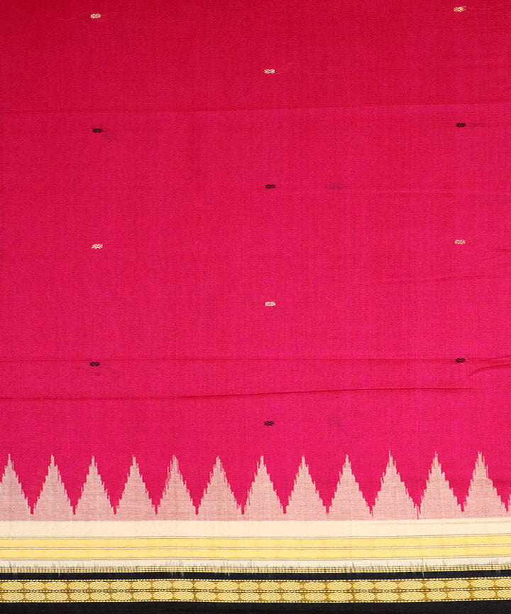 Pink black cotton silk handloom bomkai saree