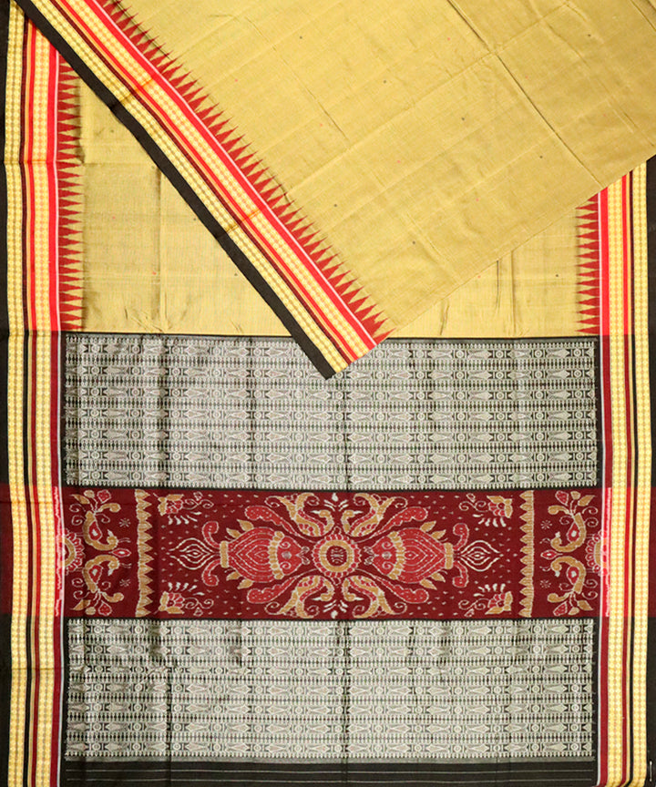 Brass black cotton silk handloom bomkai saree