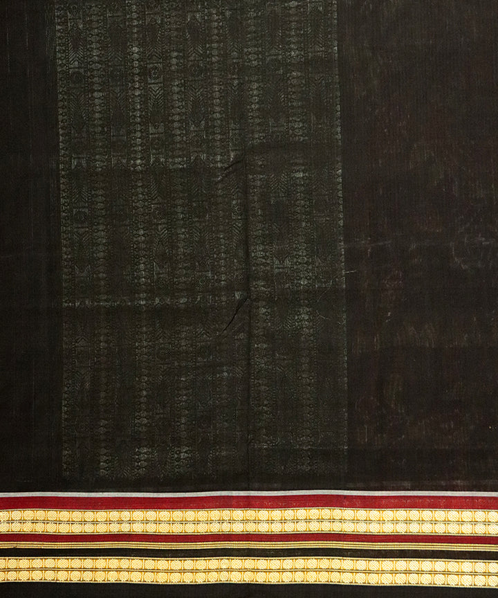 Brass black cotton silk handloom bomkai saree