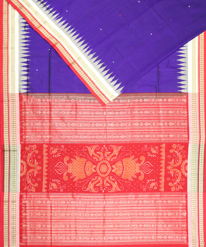 Magenta violet red cotton silk handloom bomkai saree