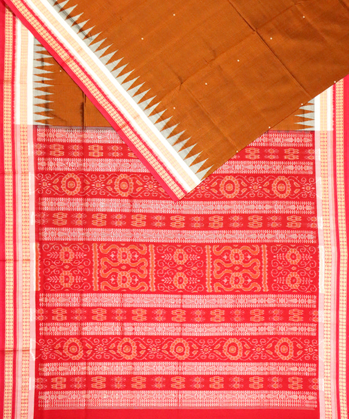 Alloy orange red cotton silk handloom bomkai saree