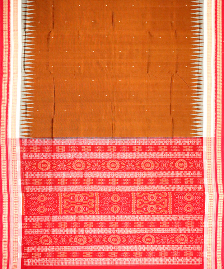 Alloy orange red cotton silk handloom bomkai saree