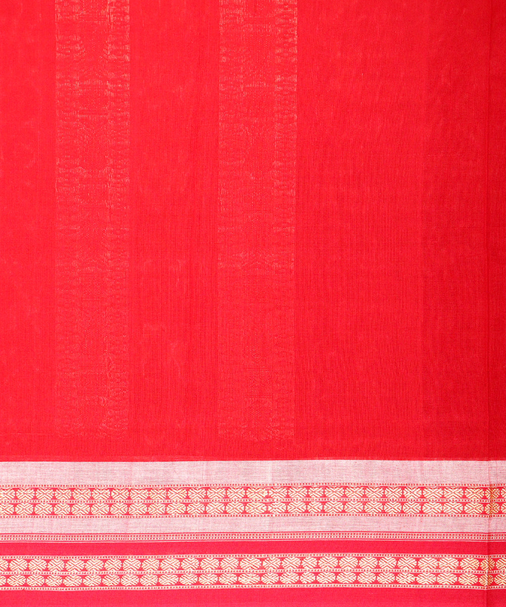 Alloy orange red cotton silk handloom bomkai saree