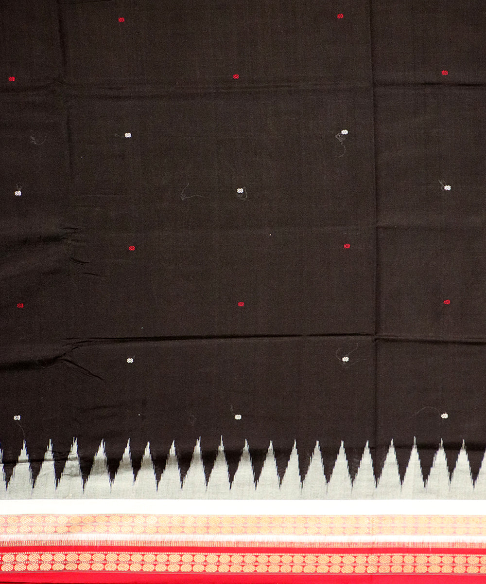 Black red cotton silk handloom bomkai saree