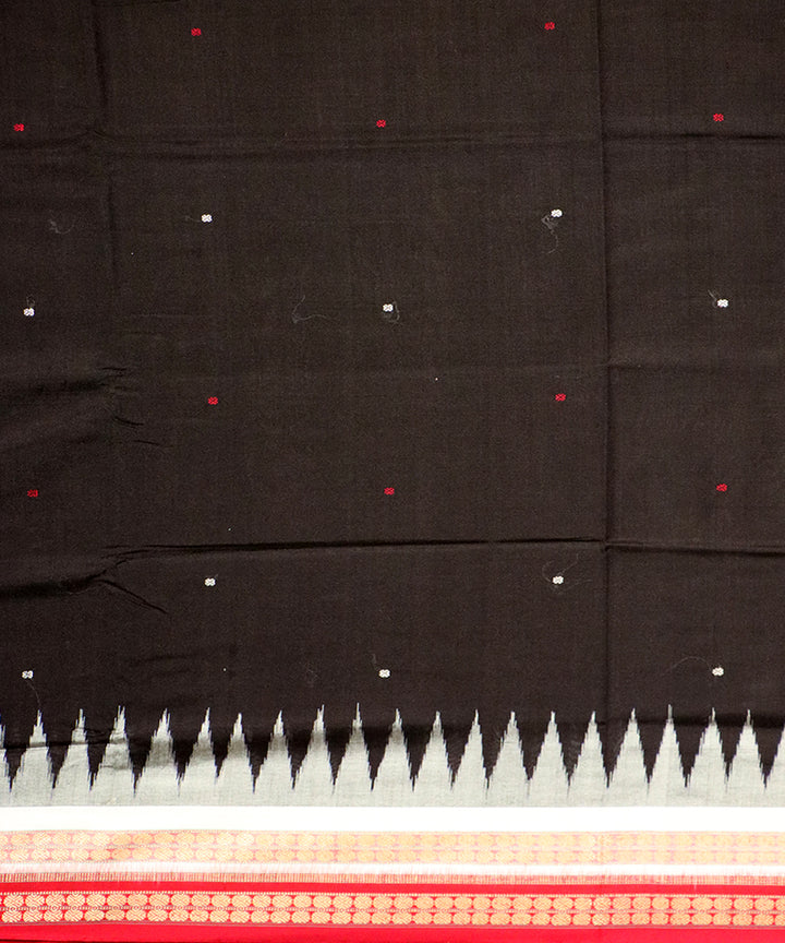 Black red cotton silk handloom bomkai saree