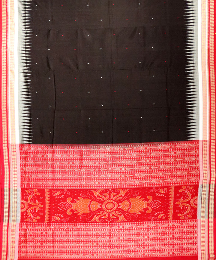 Black red cotton silk handloom bomkai saree