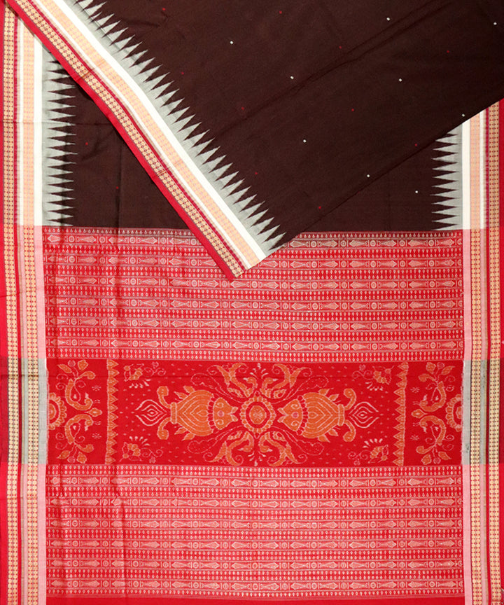 Black bean maroon cotton silk handloom bomkai saree