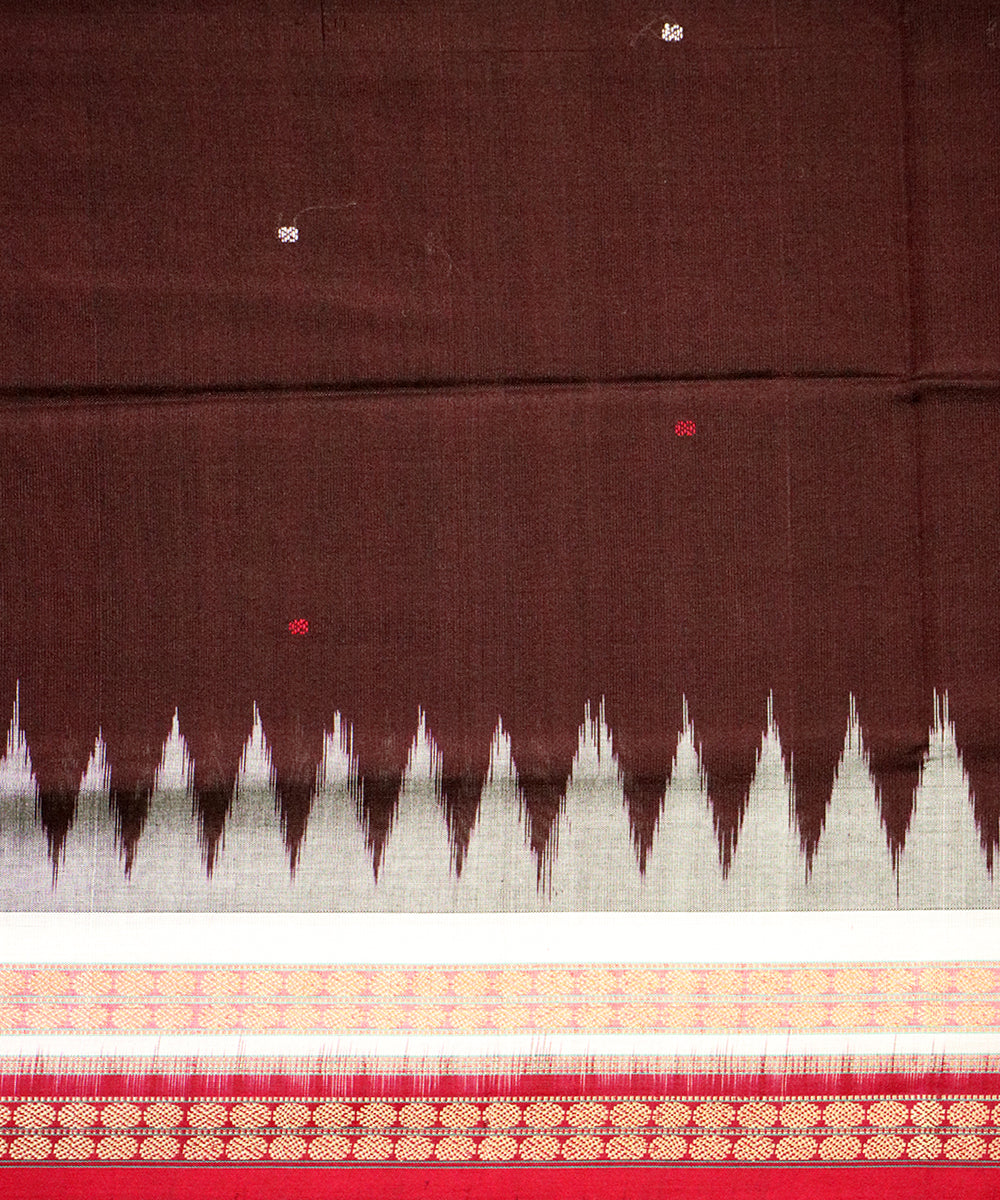 Black bean maroon cotton silk handloom bomkai saree