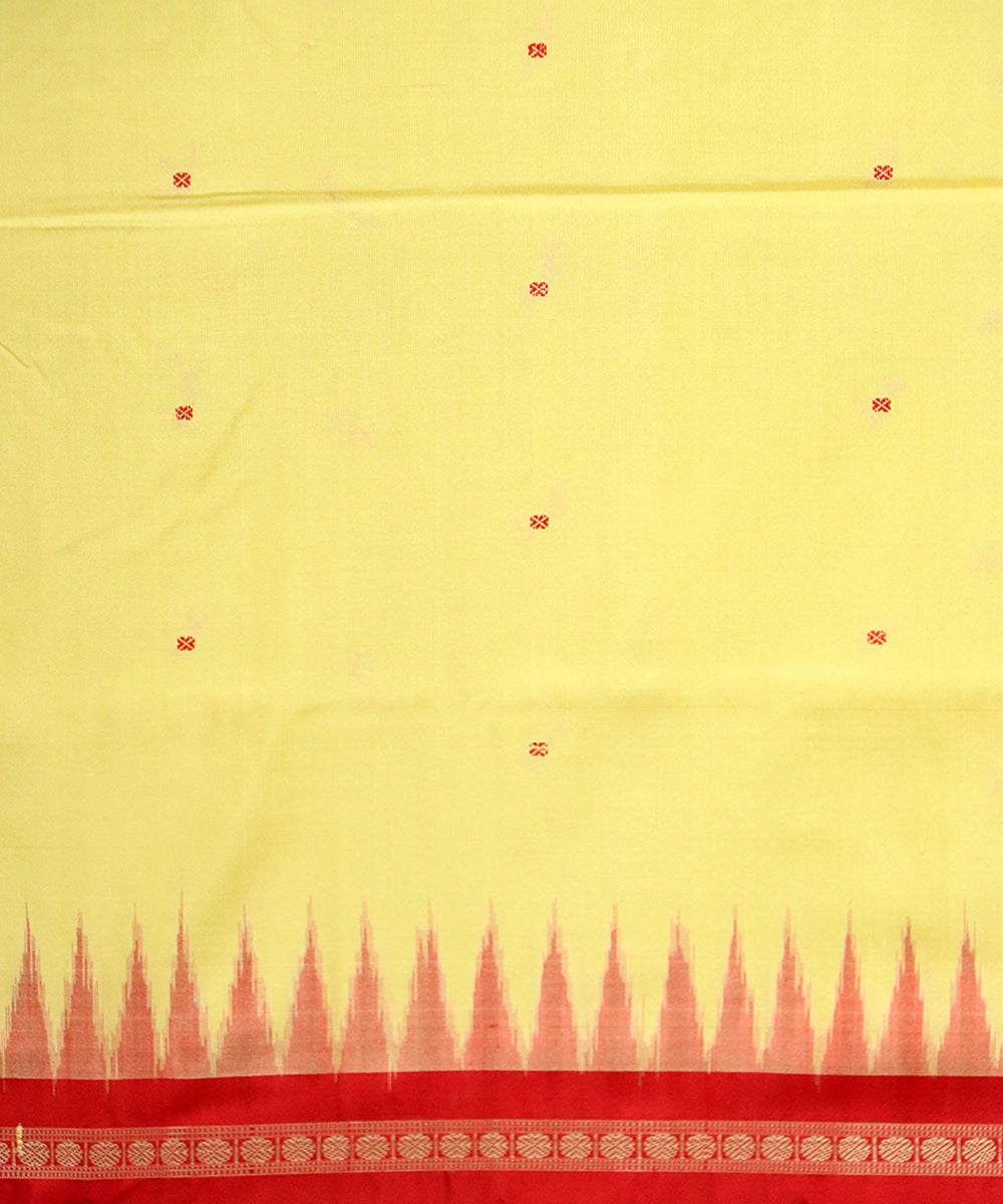 Arylide yellow red silk handloom bomkai saree