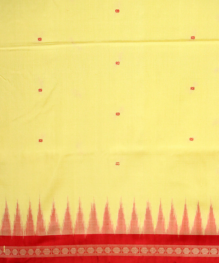 Arylide yellow red silk handloom bomkai saree