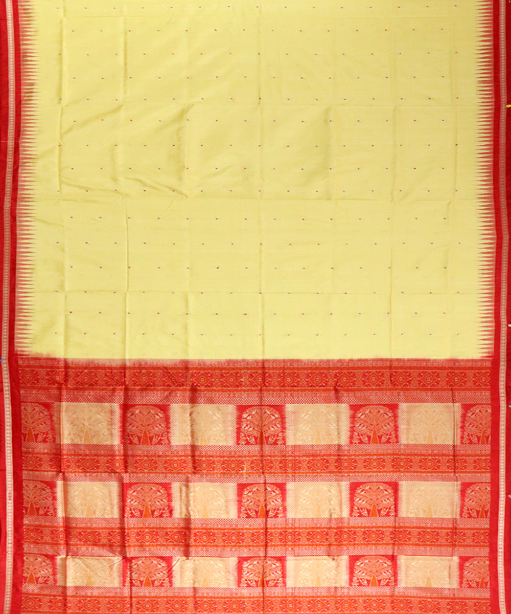 Arylide yellow red silk handloom bomkai saree