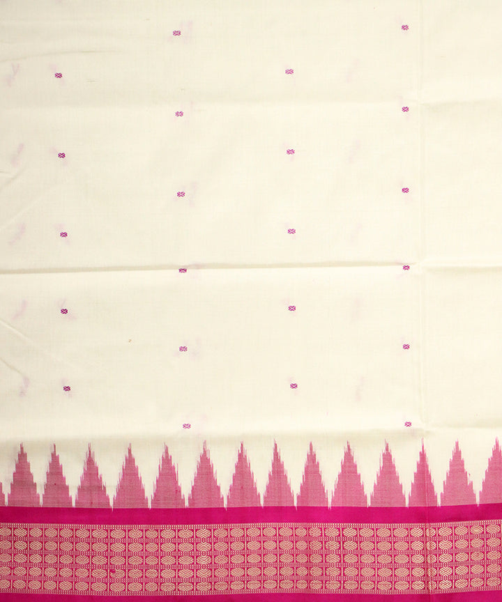 White pink silk handloom bomkai saree