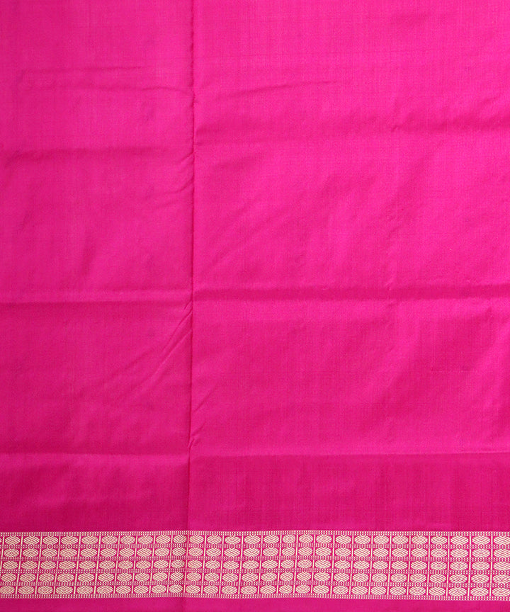 White pink silk handloom bomkai saree