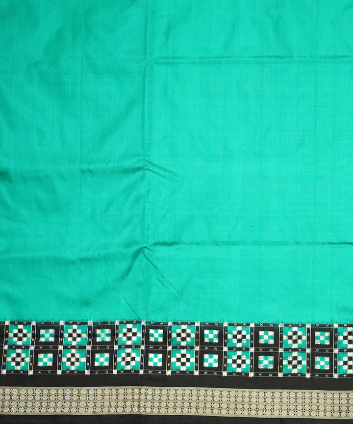 Cyan turquoise black silk handloom sambalpuri saree