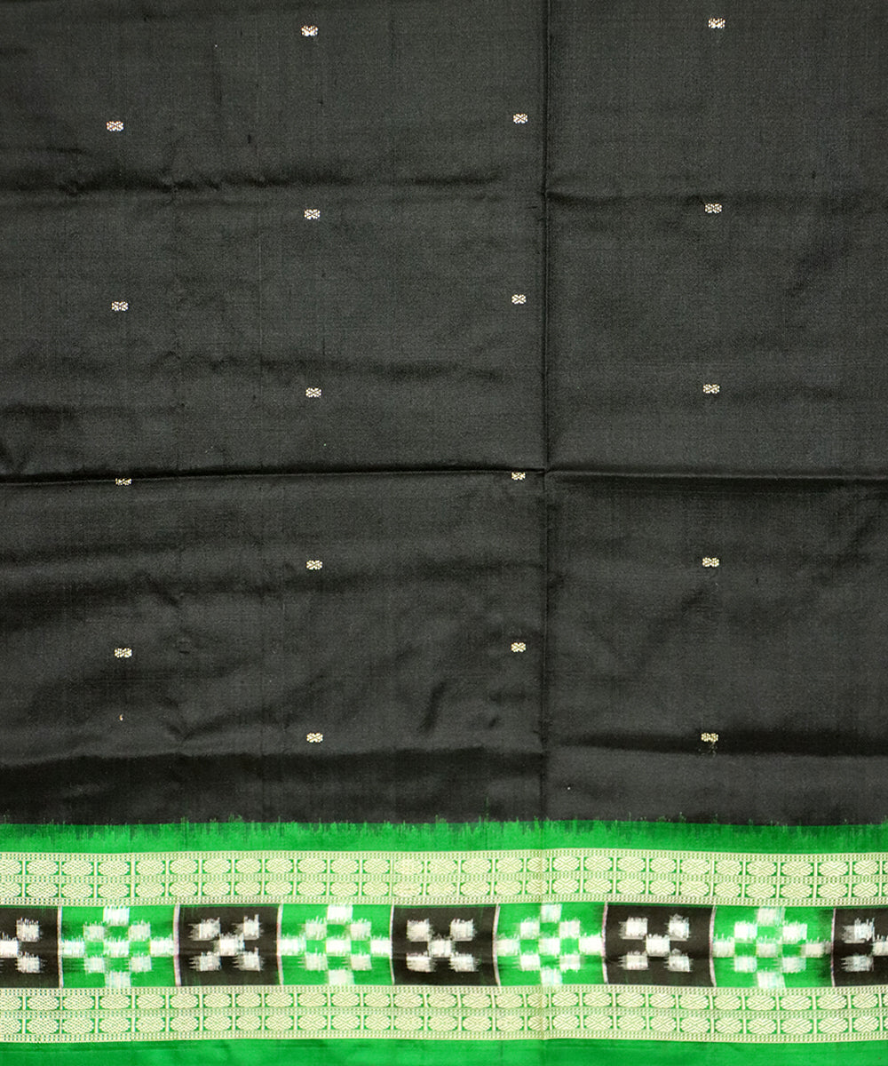 Black green silk handloom bomkai saree