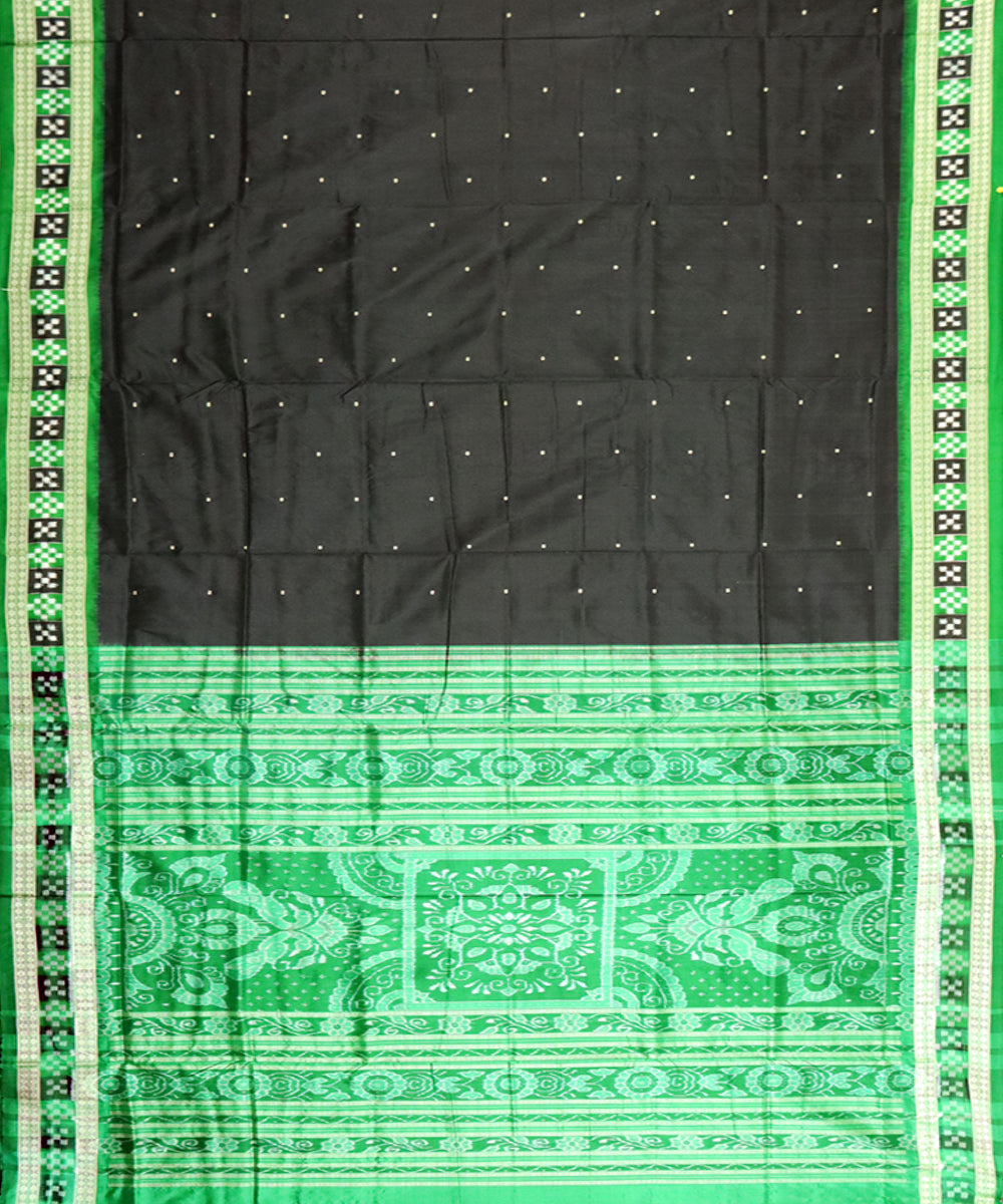 Black green silk handloom bomkai saree