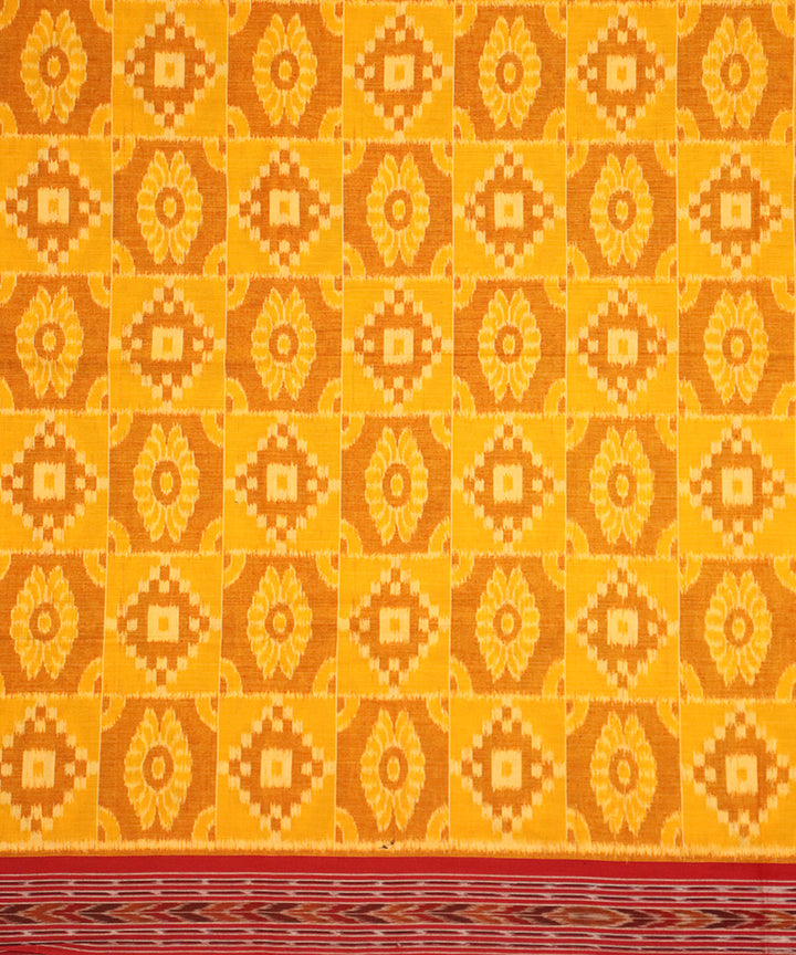 Yellow red cotton handloom nuapatna saree