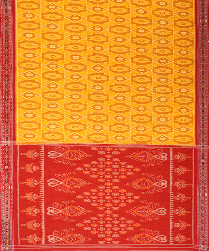 Yellow red cotton handloom nuapatna saree