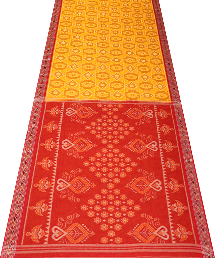 Yellow red cotton handloom nuapatna saree