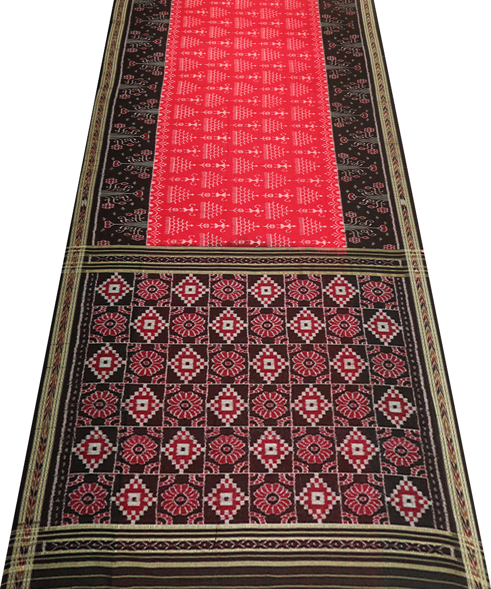 Red black cotton handloom nuapatna saree