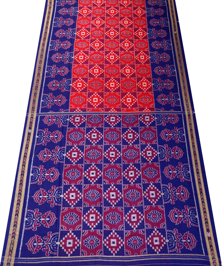 Red navy blue cotton handloom nuapatna saree