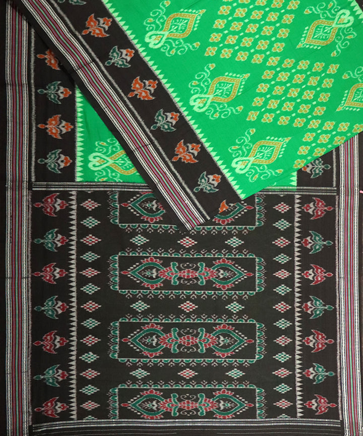 Dartmouth green black cotton handloom nuapatna saree