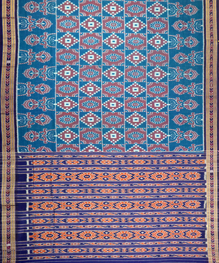 Cerulean english violet cotton handloom nuapatna saree