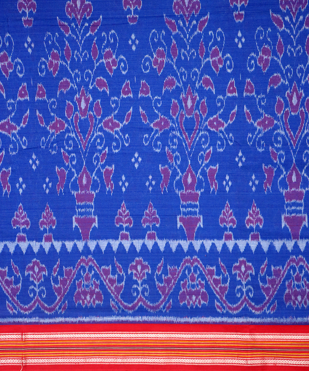 Air force blue red handloom nuapatna cotton saree