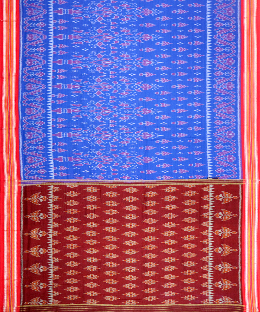 Air force blue red handloom nuapatna cotton saree