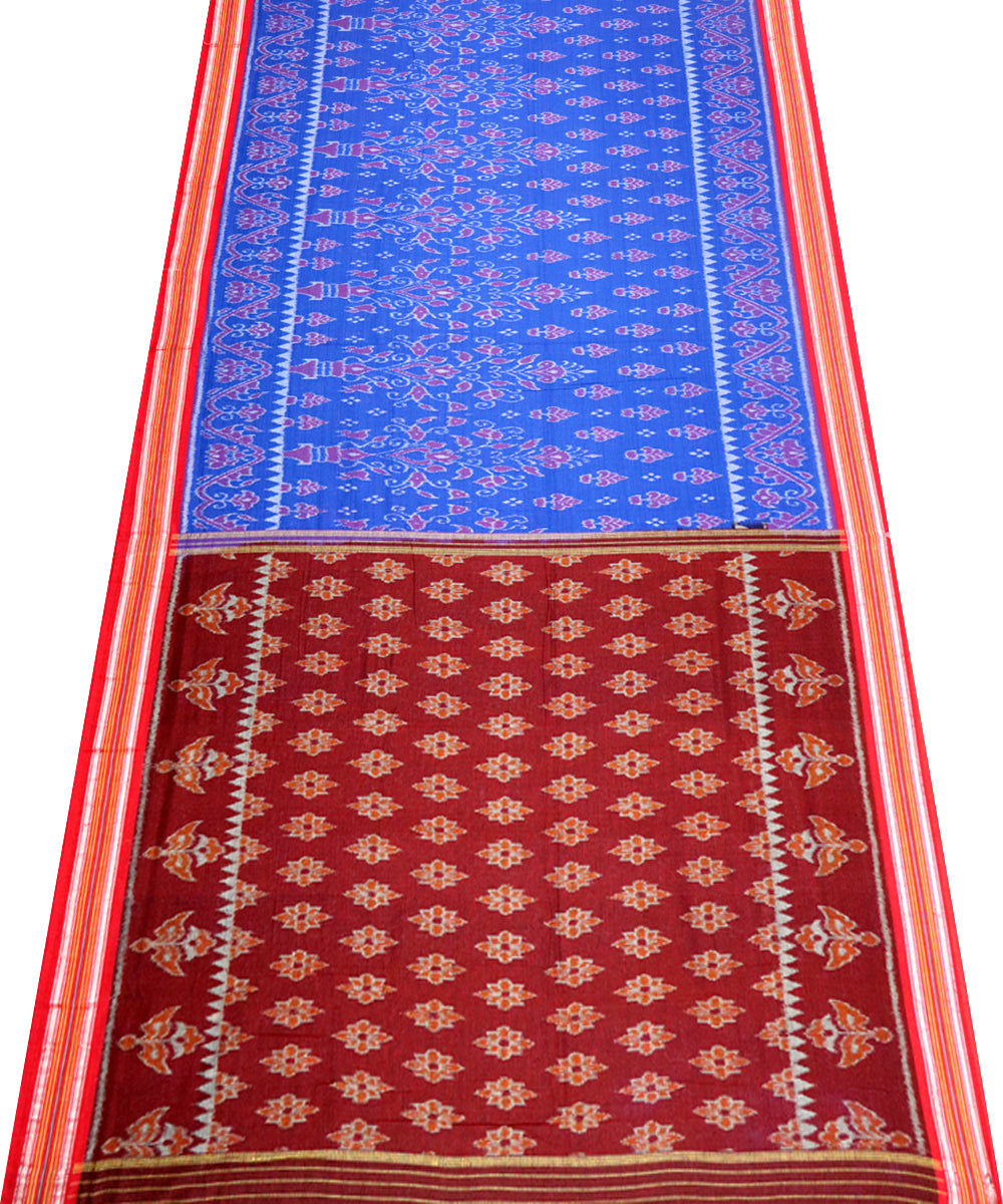 Air force blue red handloom nuapatna cotton saree