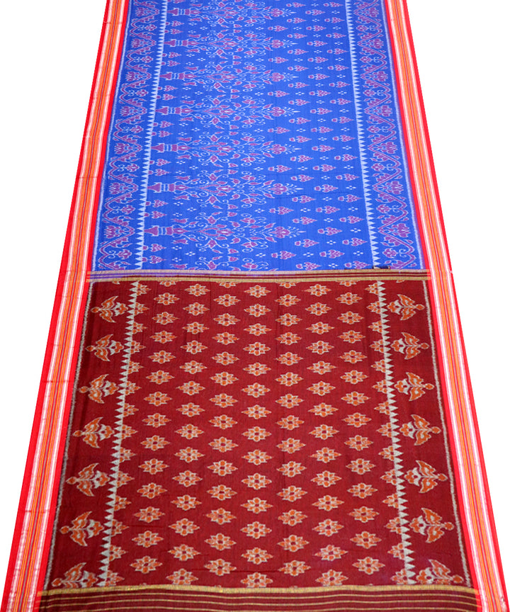 Air force blue red handloom nuapatna cotton saree