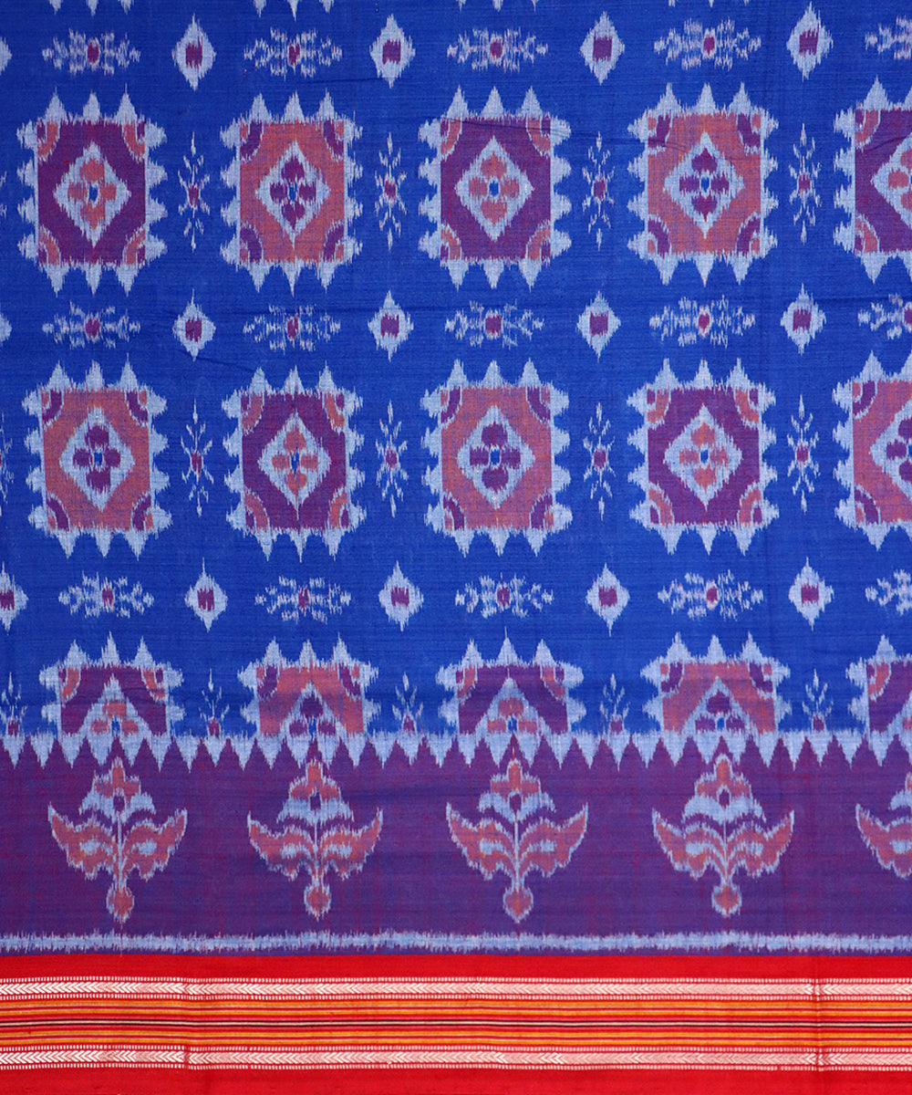 Air force blue red cotton handloom nuapatna saree