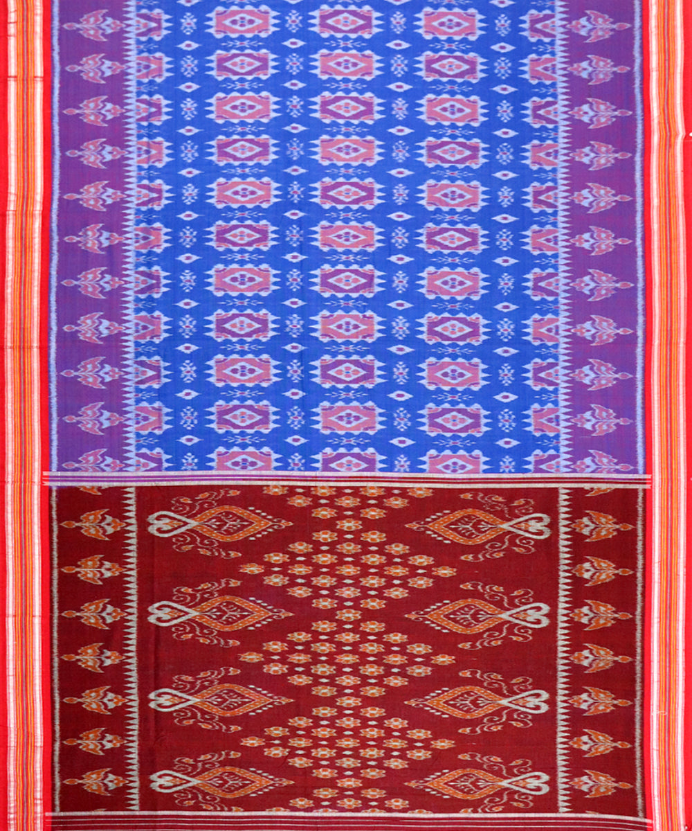 Air force blue red cotton handloom nuapatna saree