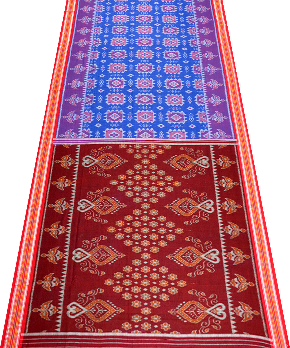 Air force blue red cotton handloom nuapatna saree