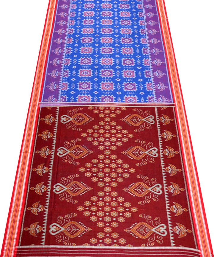 Air force blue red cotton handloom nuapatna saree