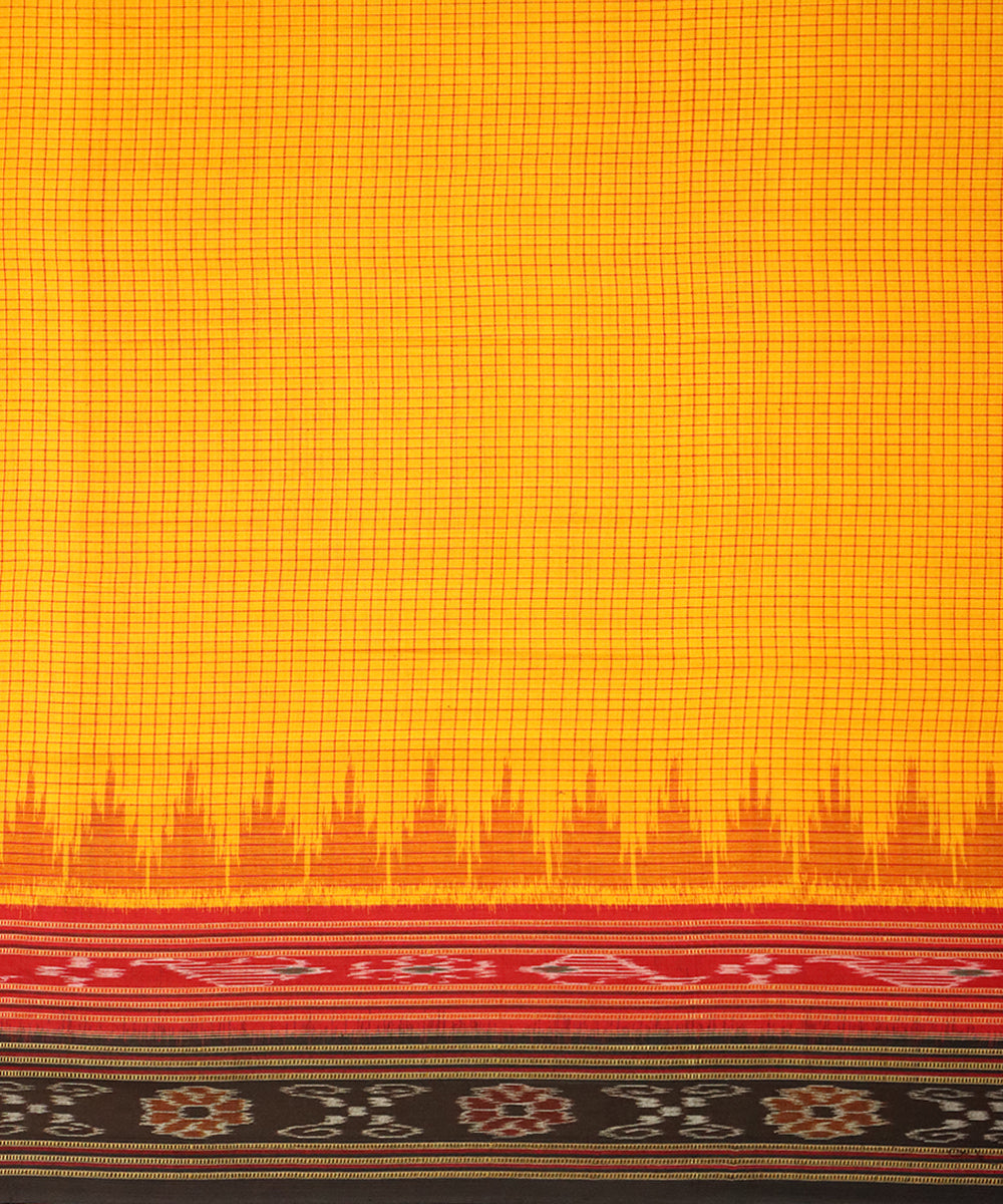 Carrot orange black cotton handloom nuapatna saree