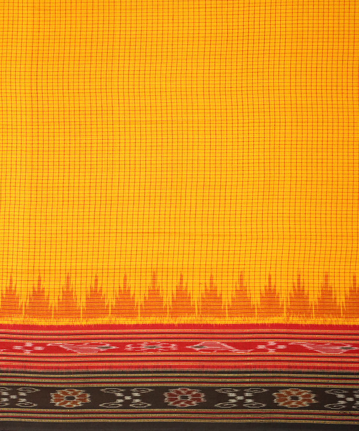 Carrot orange black cotton handloom nuapatna saree