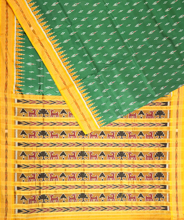 Castleton green yellow silk handloom khandua saree