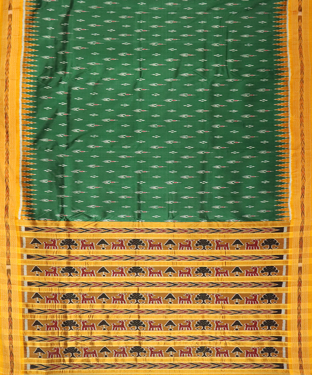 Castleton green yellow silk handloom khandua saree