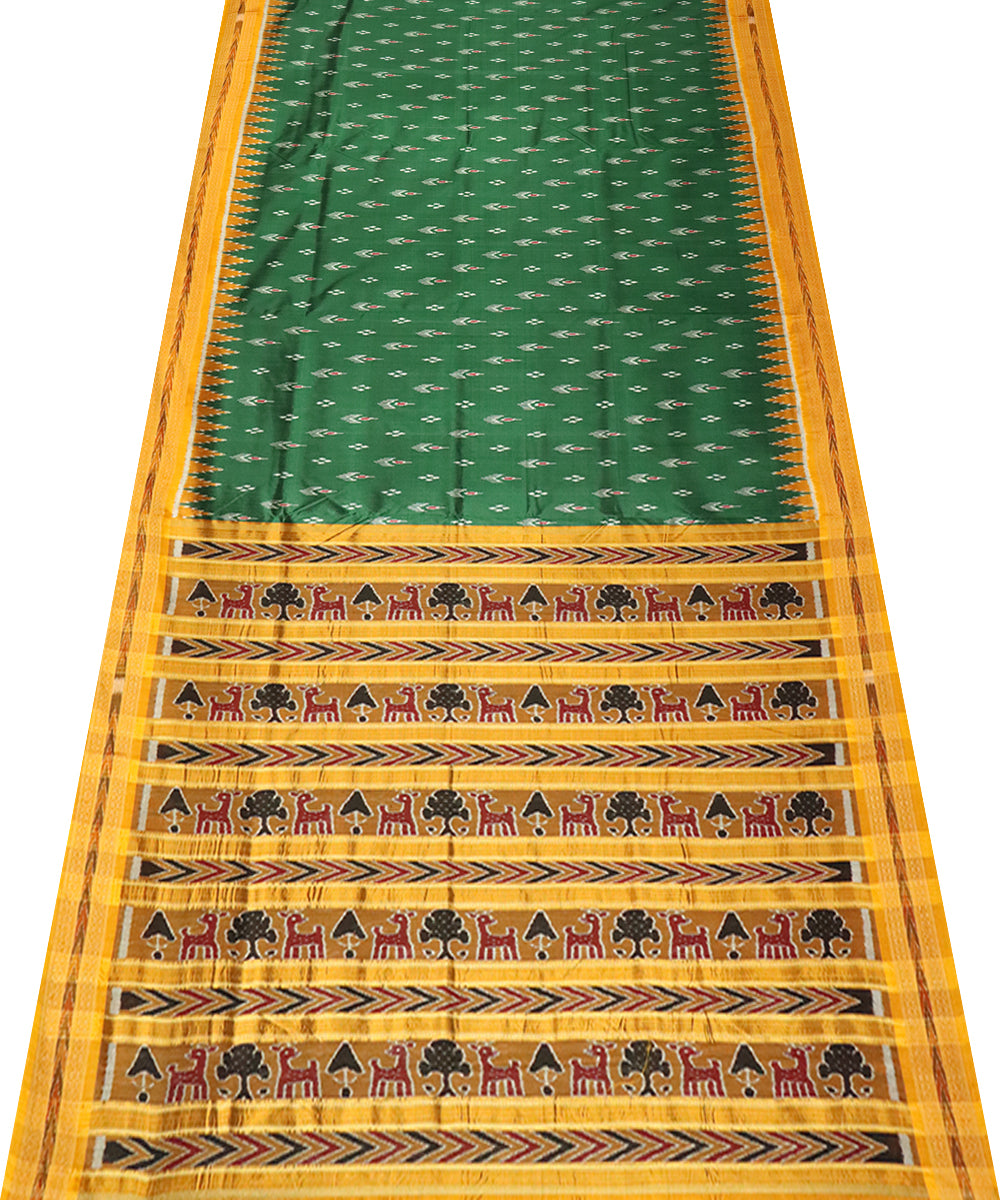 Castleton green yellow silk handloom khandua saree