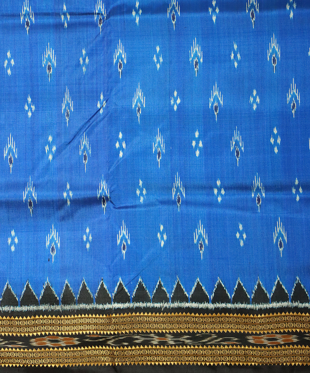 Cobalt black silk handloom khandua saree