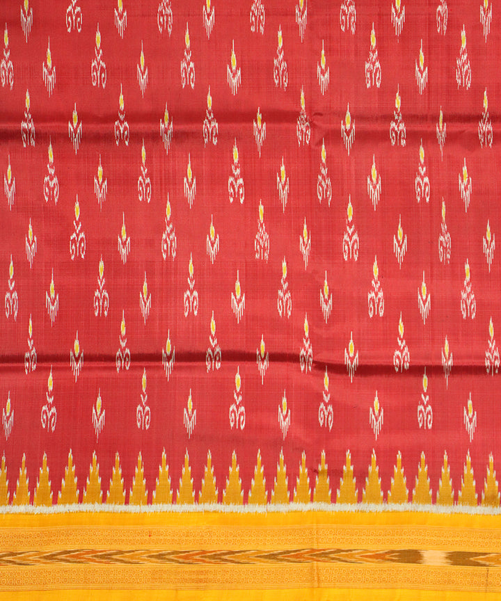 Maroon yellow silk handloom khandua saree